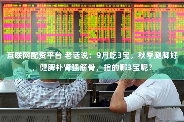 互联网配资平台 老话说：9月吃3宝，秋季腿脚好，健脾补肾强筋骨，指的哪3宝呢？